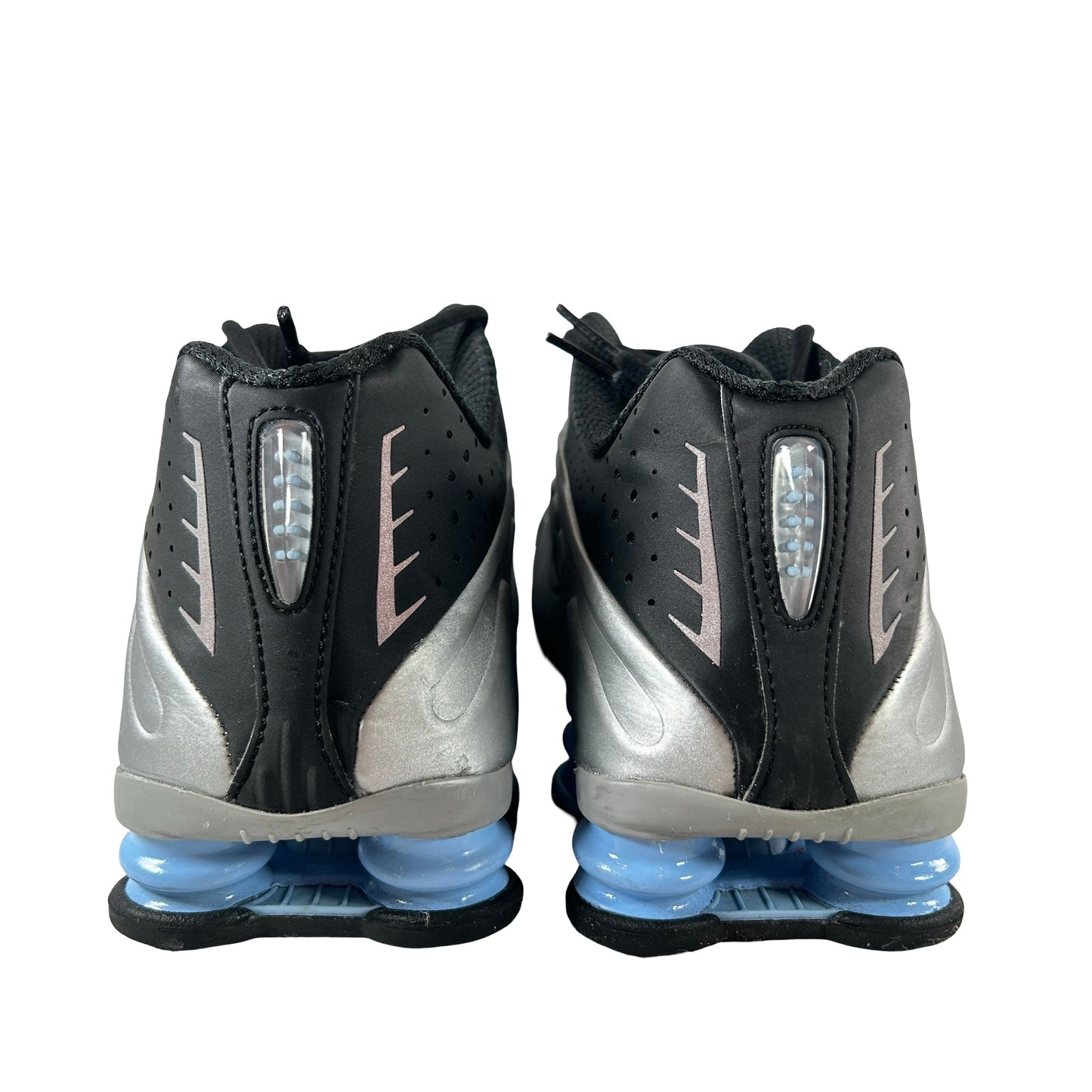 HQ1988 004 Nike Shox R4 Metallic Silver Black Psychic Blue [USED] -  9.5 M (Used) (No Box)