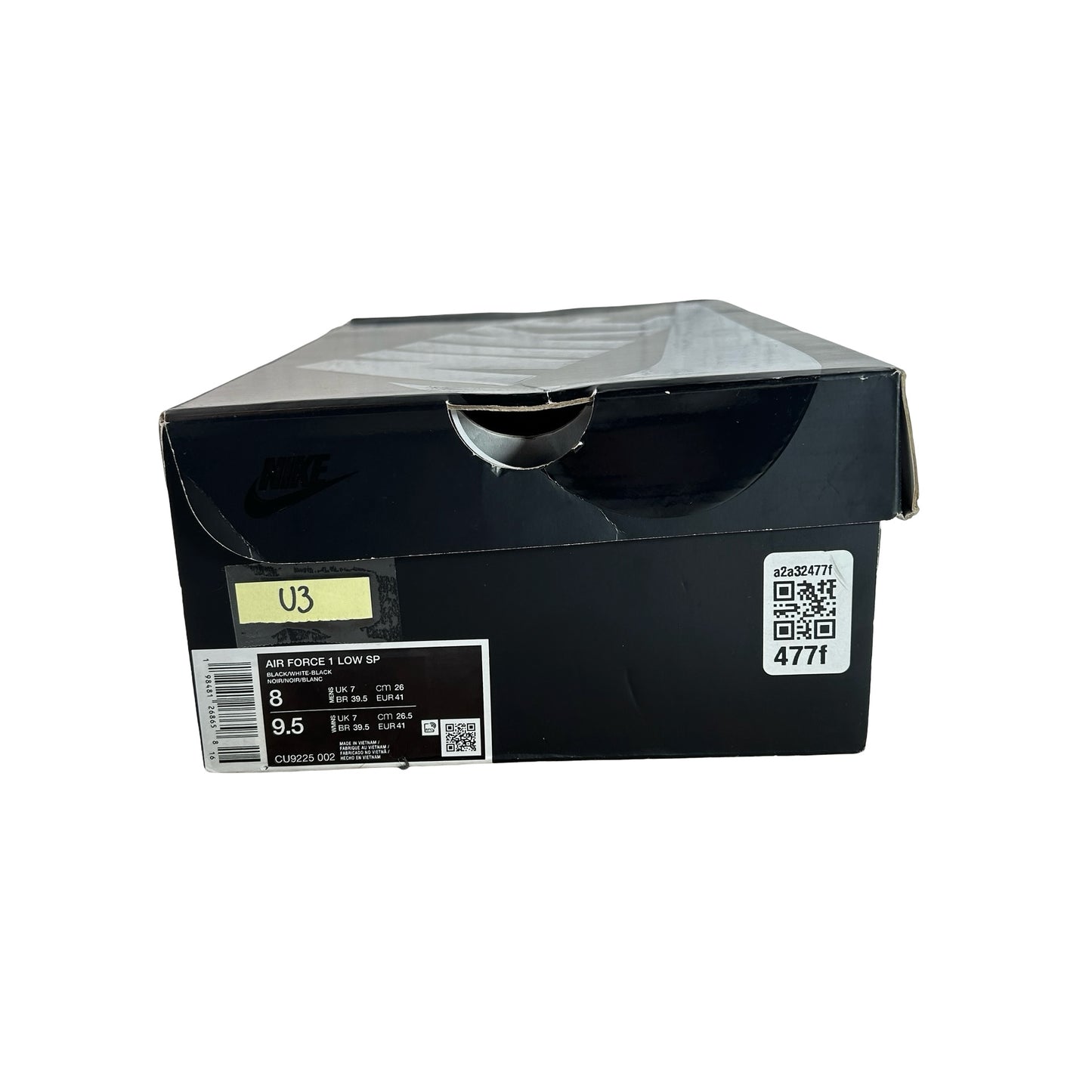 CU9225 002 Nike Air Force 1 Low Supreme Black White [USED] - 8 M (Used3)