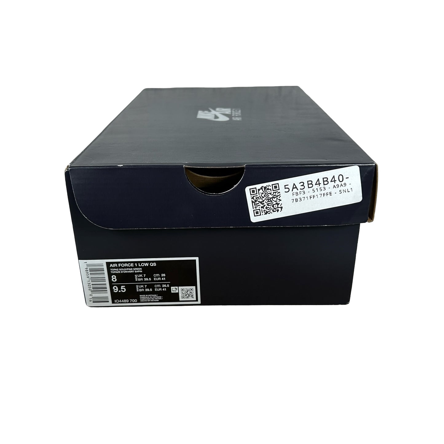 IO4489 700 Nike Air Force 1 Low Patent Leather Topaz Gold Pine Green [USED] - 8 M (Used)