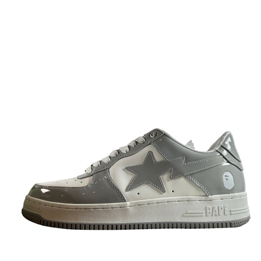 0ZXSHWX91001J-GYA A Bathing Ape Bape Sta Patent Leather White Grey (2023) [USED] - 11 M (Used)