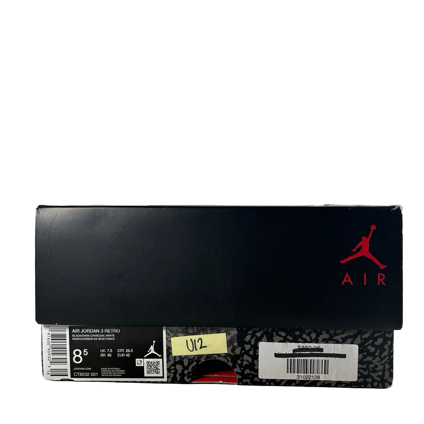 CT8532 001 Jordan 3 Retro Black Cat (2025) [USED] - 8.5 M (Used12)