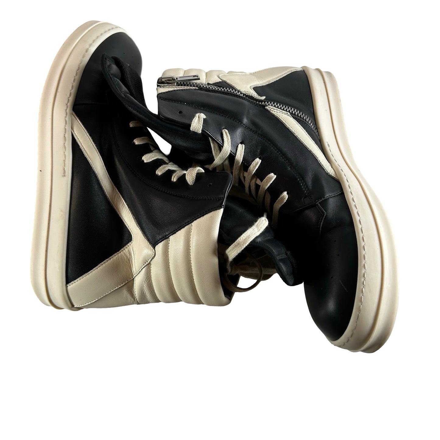 RU01B1894 LPO 9111 Rick Owens Geobasket High 'Black Milk' [USED] - 42 EU (Used)