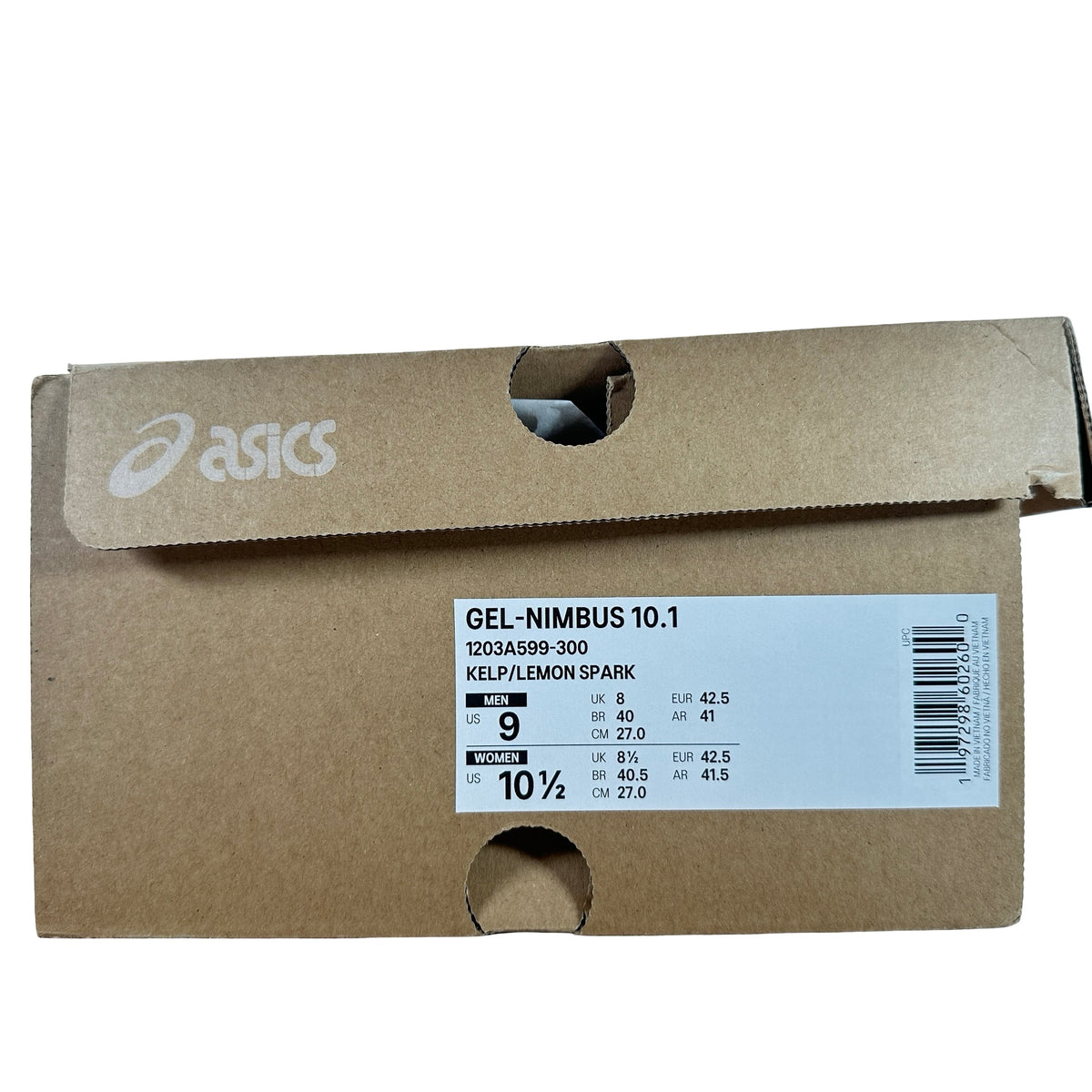 1203A599 300 ASICS Gel-Nimbus 10.1 Kelp Lemon Spark [USED] - 9 M (Used)