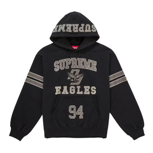Supreme Rhinestone Eagle Hooded Sweatshirt Black