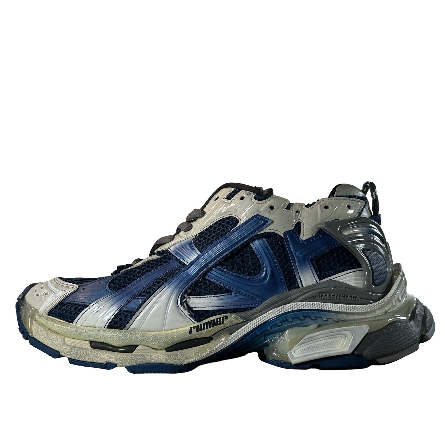 772774WRUNG2410 Balenciaga Runner Gradient White Navy Grey [USED] - EU 45 (Used)