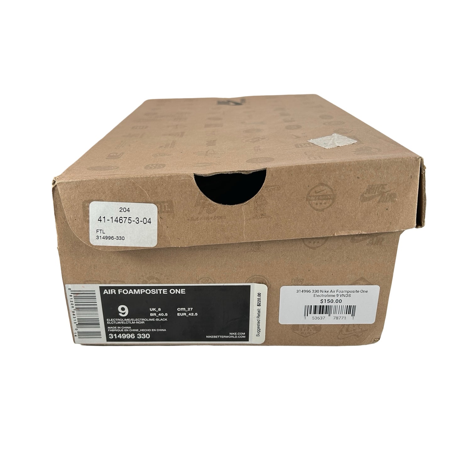 314996 330 Nike Air Foamposite One Electrolime [USED] - 9 M (Used)