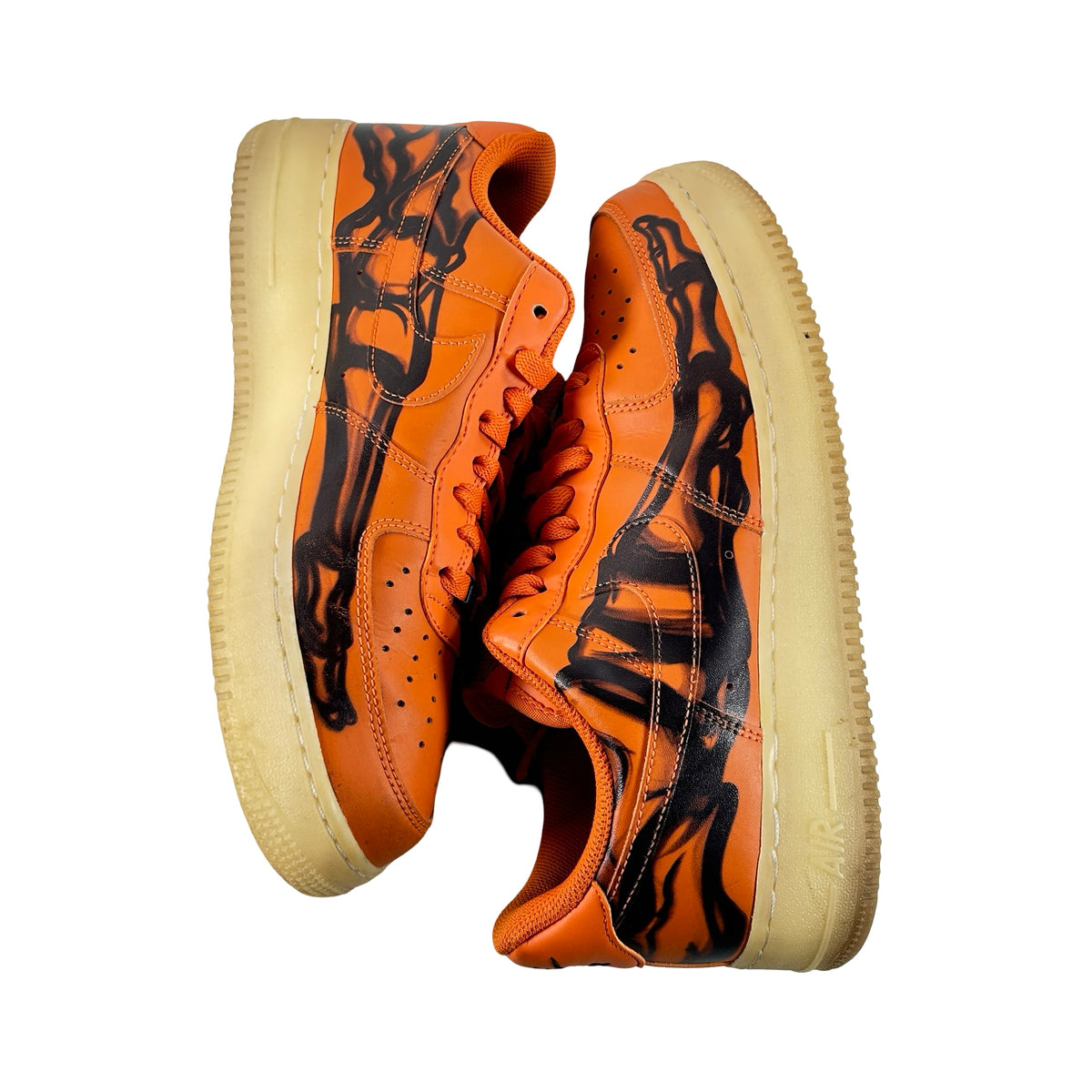 CU8067 800 Nike Air Force 1 Low Orange Skeleton Halloween [USED] - 9 M (Used) (No Box)