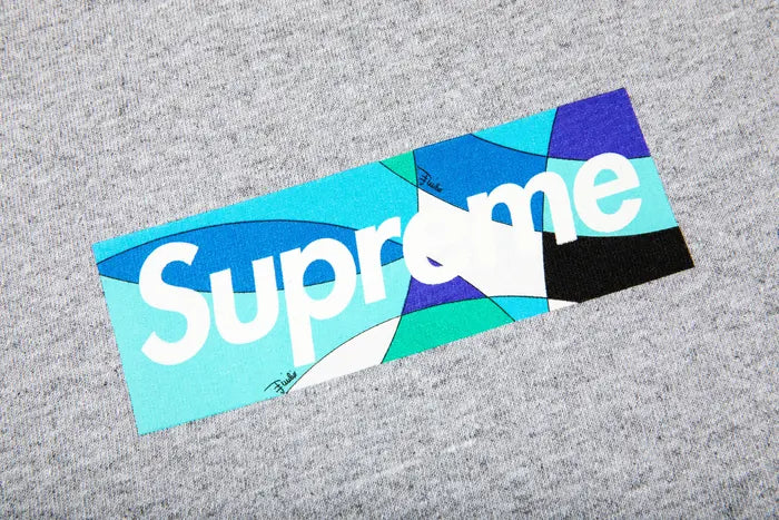 Supreme x Emilio Pucci Box Logo Tee 'Heather Grey/Blue'