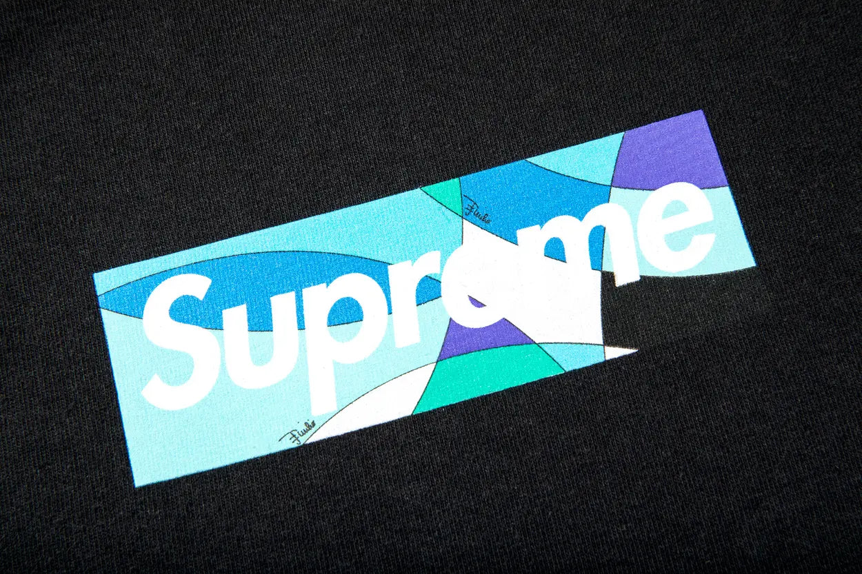 Supreme Emilio Pucci Box Logo Tee Black/Blue [USED] - M (Used)