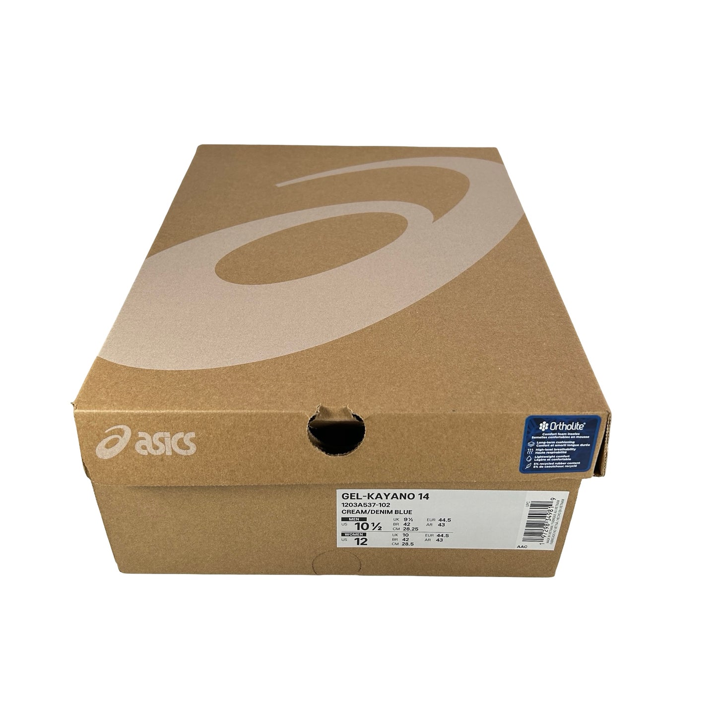 1203A537 102 ASICS Gel-Kayano 14 Cream Metallic Blue [USED] - 10.5 M (Used)
