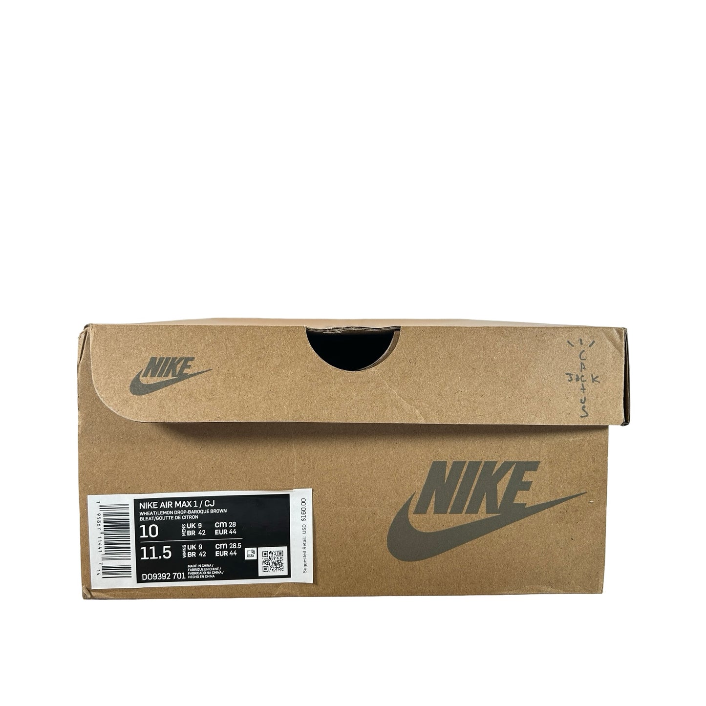 DO9392 701 Nike Air Max 1 Travis Scott Cactus Jack Wheat Lemon Drop [USED] - 10 M (Used)