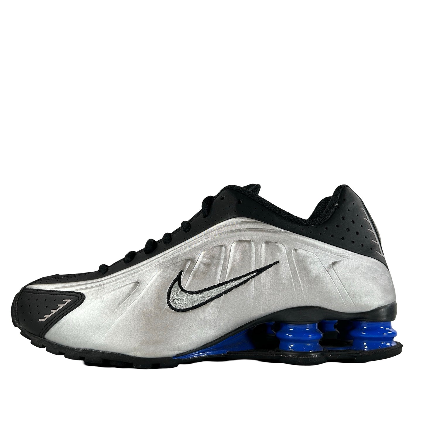 AR3565 006 Nike Shox R4 Metallic Silver Black Racer Blue (Women's) [USED] - 11 W (Used) (No Box)