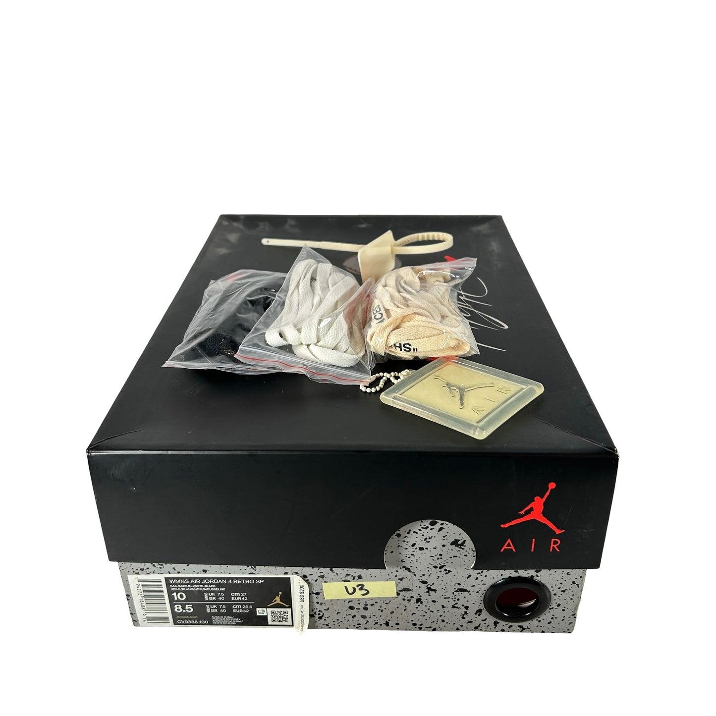 CV9388 100 Jordan 4 Vela blanquecina