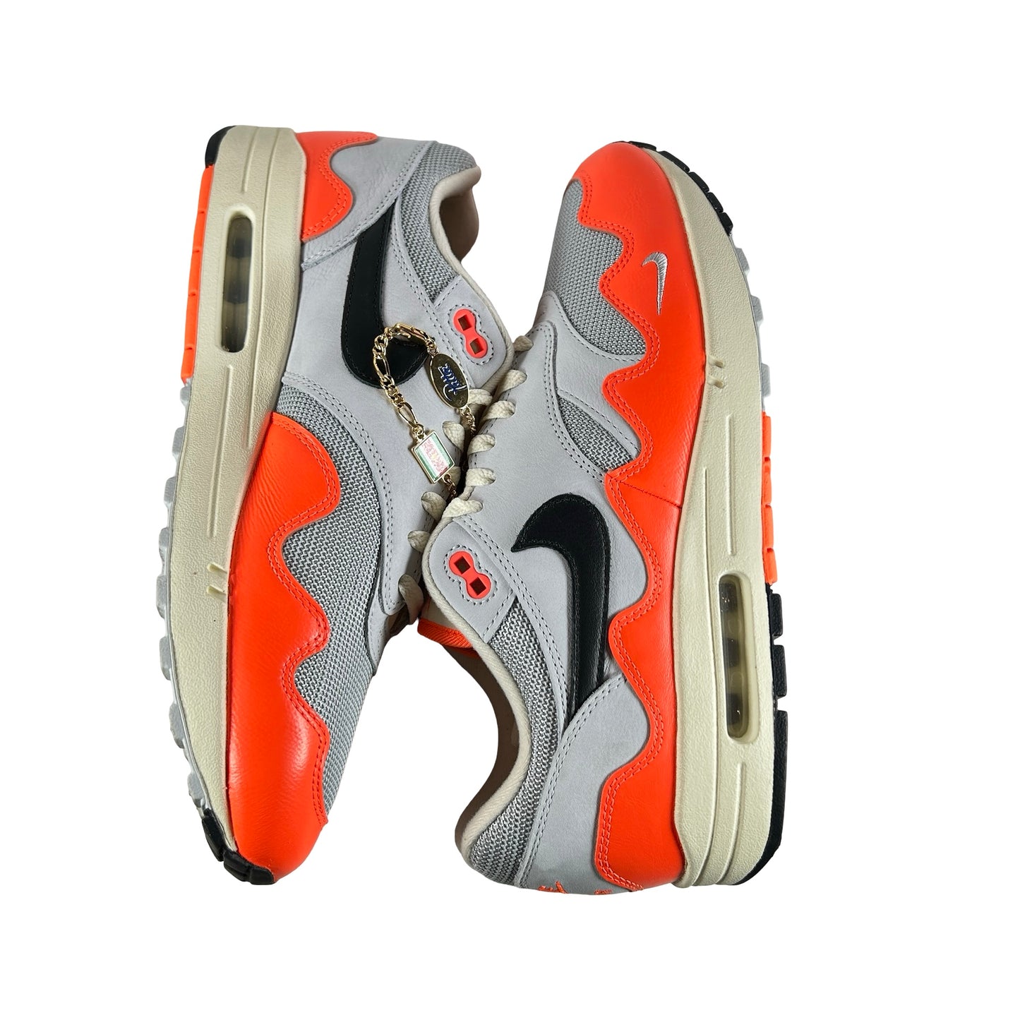 II7055 800 Nike Air Max 1 Patta Waves Hyper Crimson Pure Platinum [USED] - 11.5 M (Used)