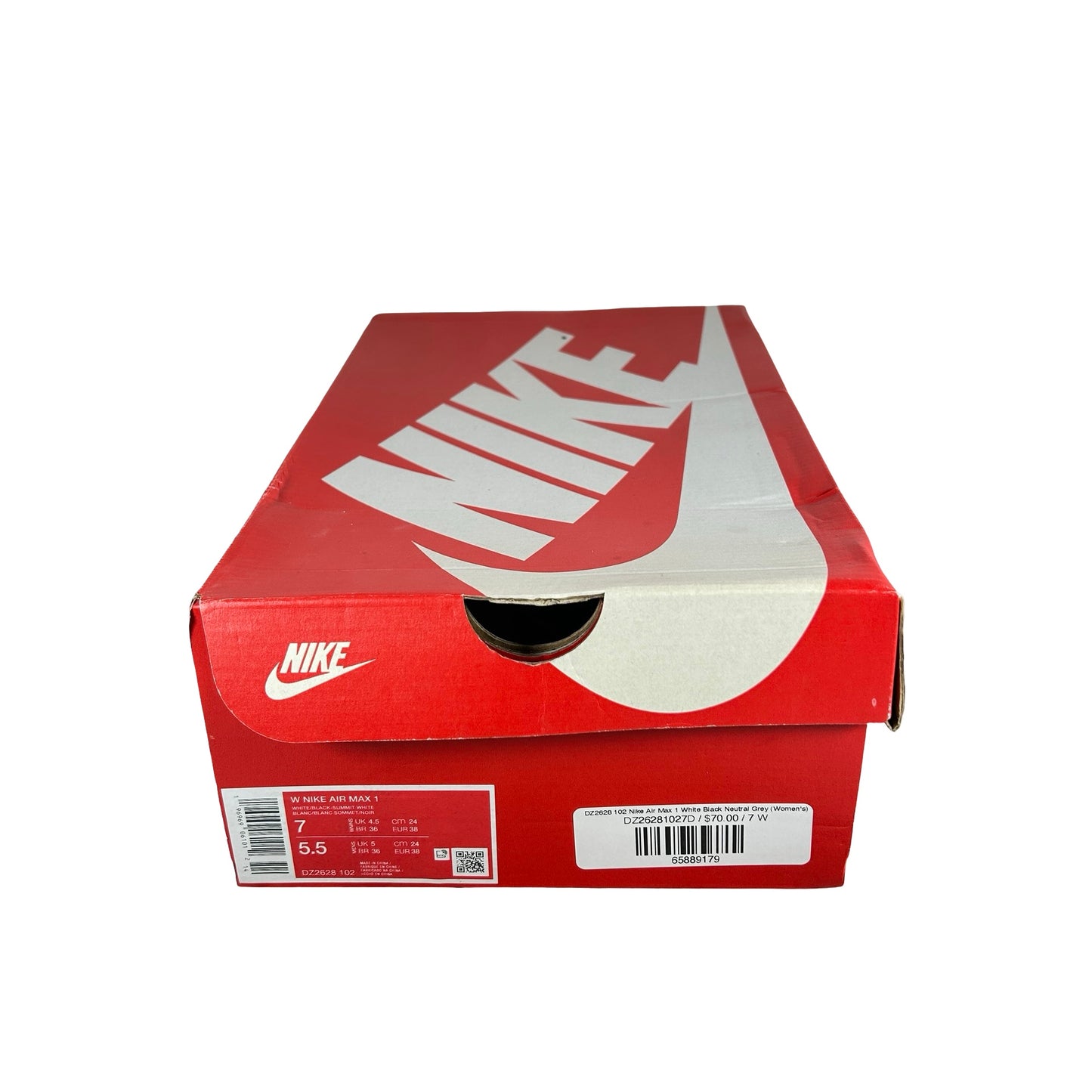 DZ2628 102 Nike Air Max 1 White Black Neutral Grey (Women's) [USED] - 7 W (Used)