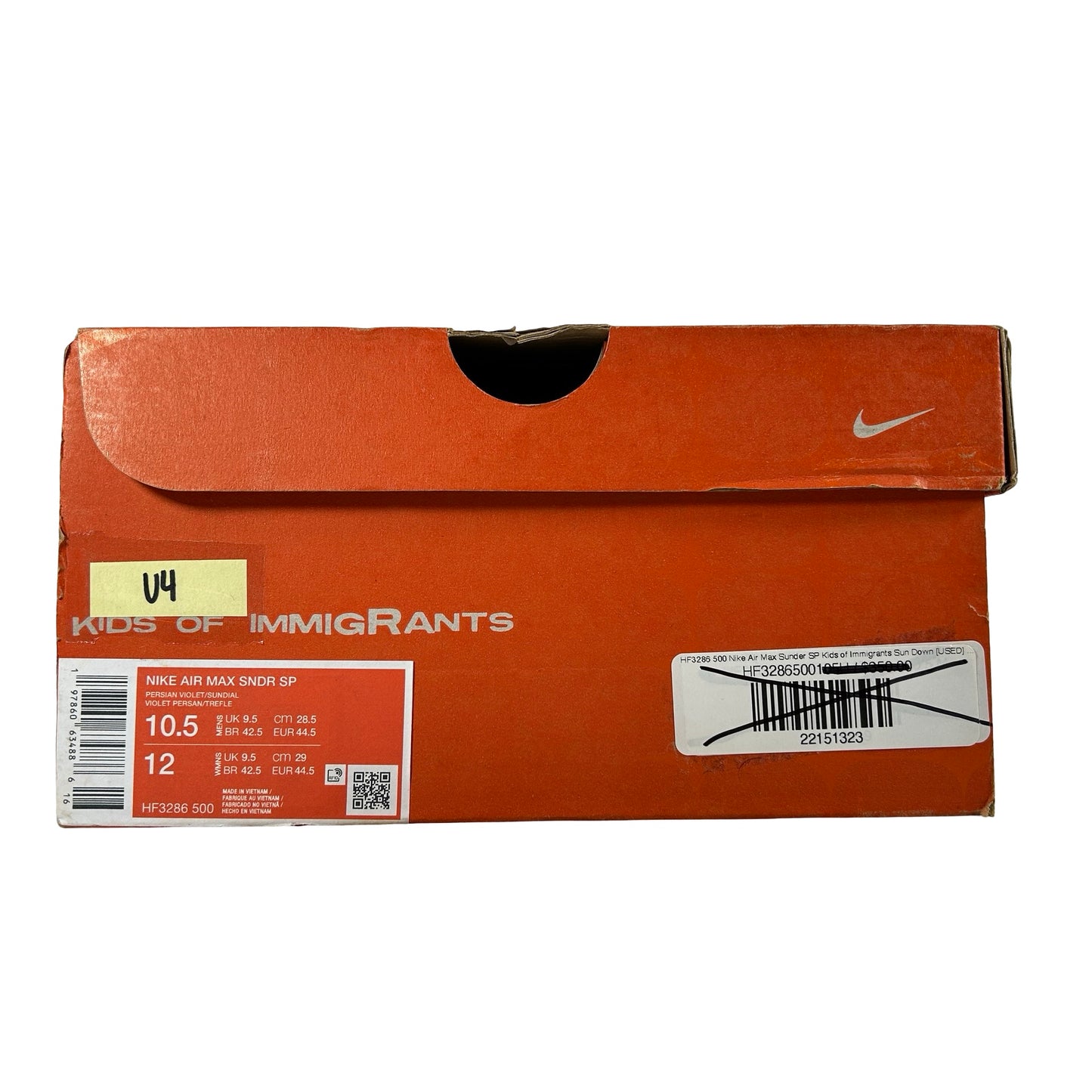 HF3286 500 Nike Air Max Sunder SP Kids of Immigrants Sun Down [USED] - 10.5 M (Used4)