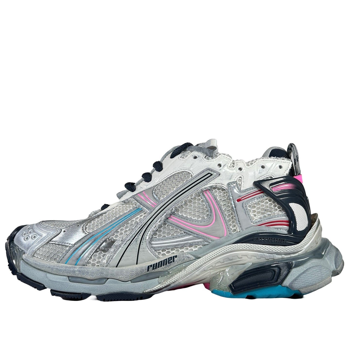 772774WRMU9154 Balenciaga Runner Eggshell Grey Pink Blue [USED] - 45 (Used)