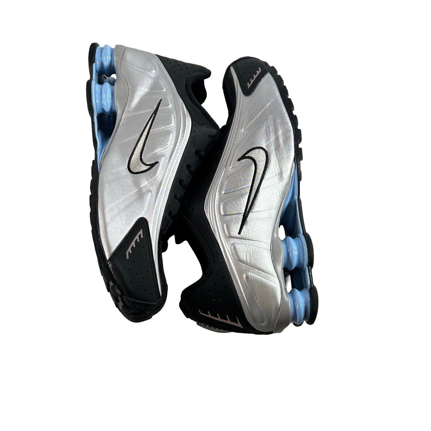 HQ1988 004 Nike Shox R4 Metallic Silver Black Psychic Blue [USED] - 9 M (Used) (No Box)