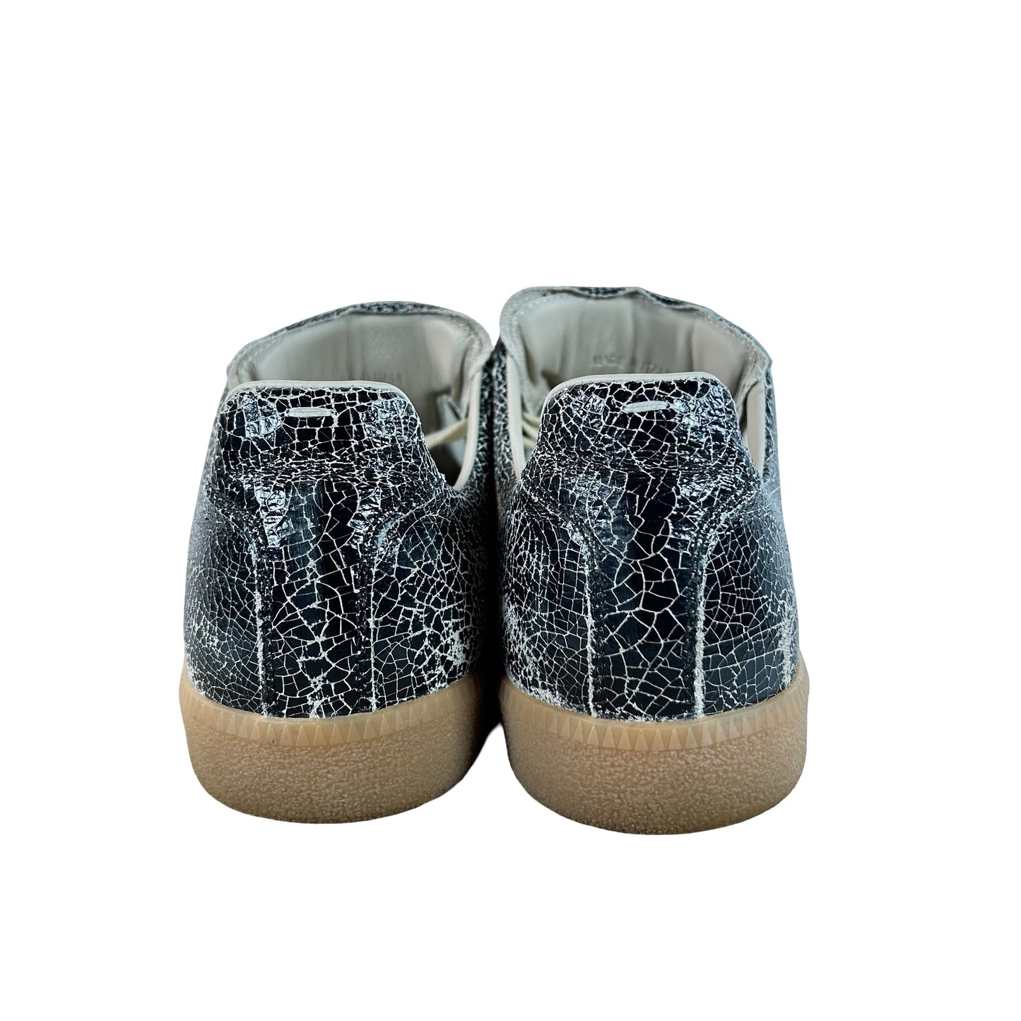 S57WS0517P7424 Maison Margiela Replica Sneakers Black Cracked Leather [USED] - 43 EU / US 10 M (Used) (No Box)