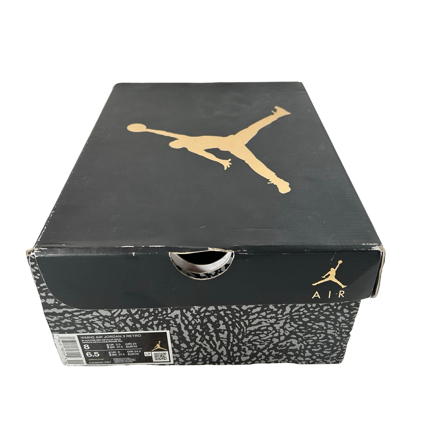 CK9246 067 Jordan 3 Retro Black Cement Gold (W) [USED] - 8 W (Used)