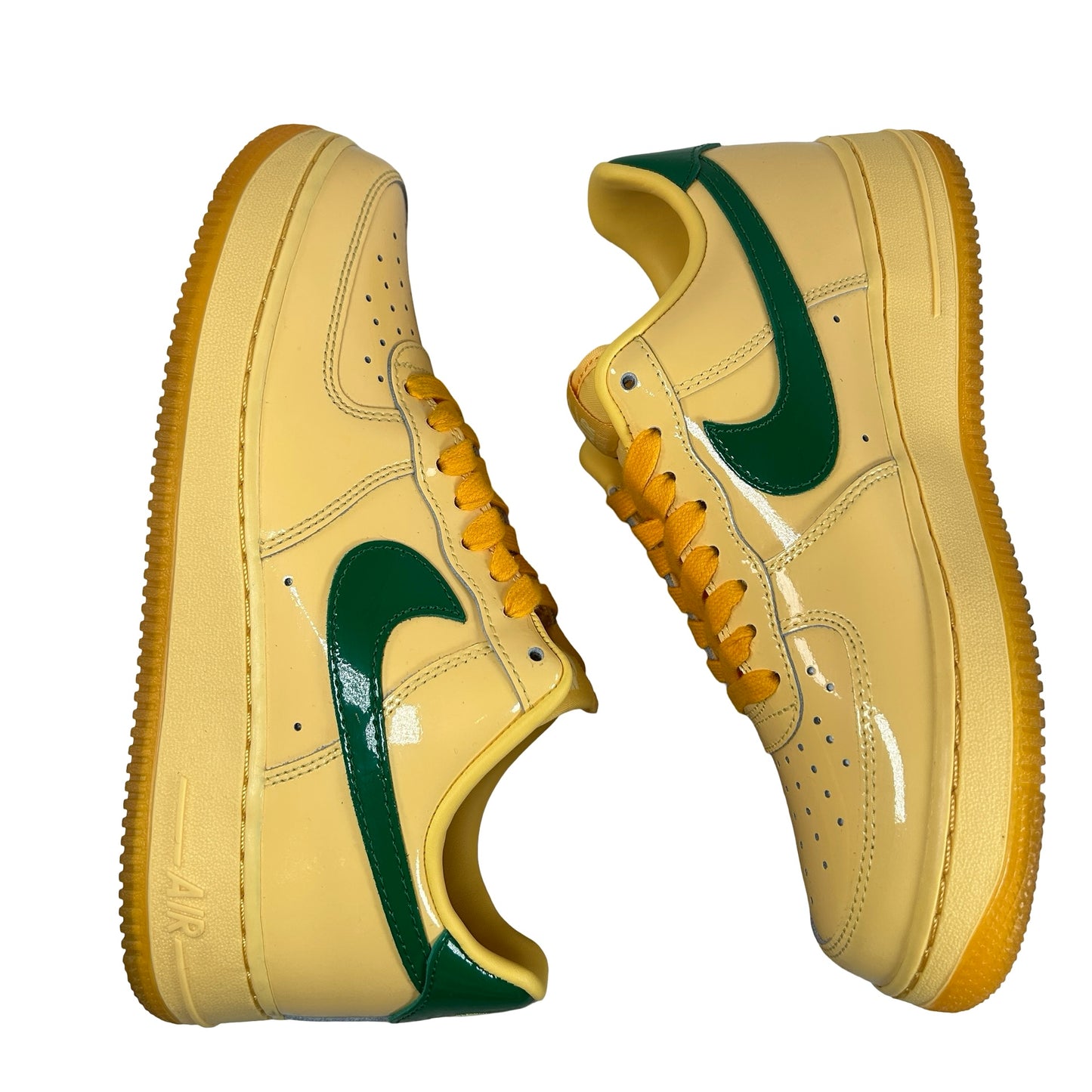 IO4489 700 Nike Air Force 1 Low Patent Leather Topaz Gold Pine Green [USED] - 8 M (Used)