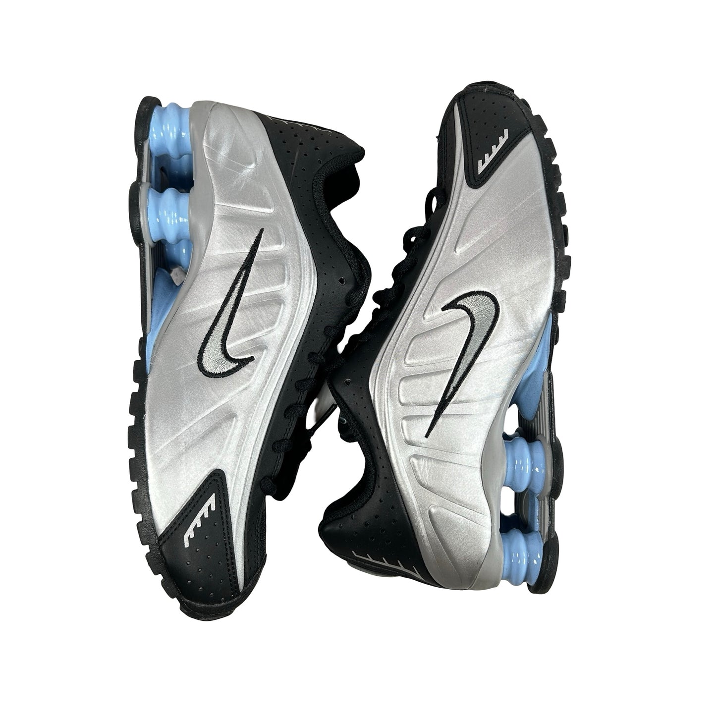 CW2626 004 Nike Shox R4 Metallic Silver Black Psychic Blue (GS) [USED] - 6 Y (Used)
