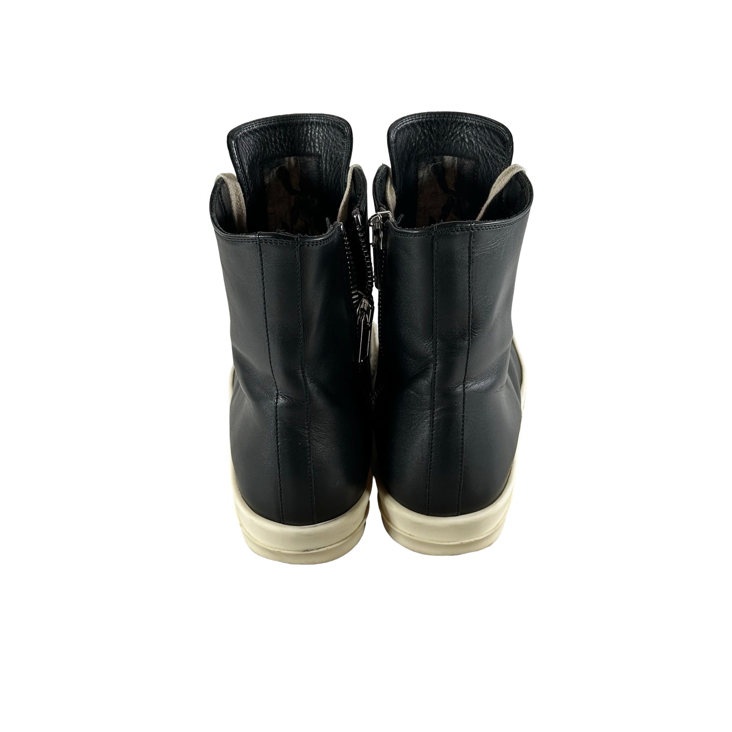 RU01B1890 Rick Owens Ramones Leather High Top Black Cream [USED] - EU 42 (Used3) (No Box3)