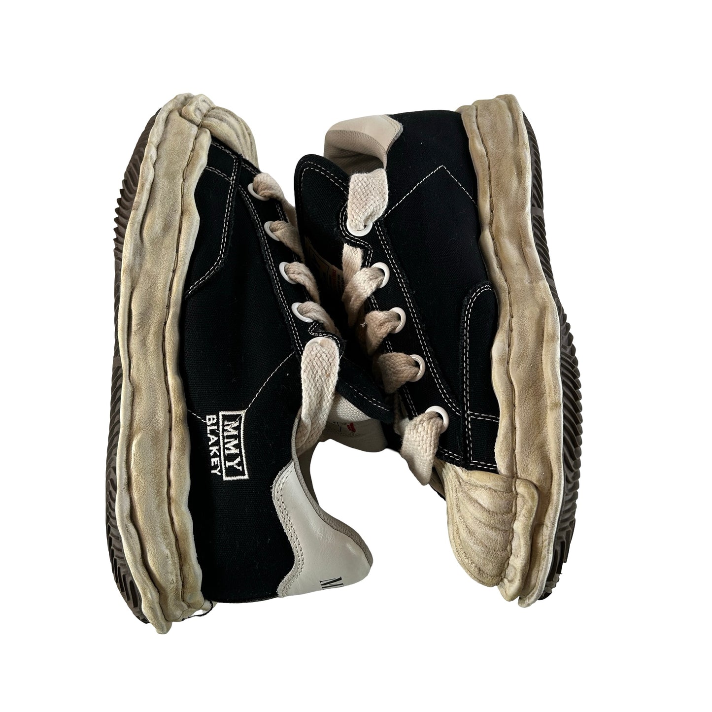 A13FW730 Maison Mihara Yasuhiro Blakey Puffer OG Sole Canvas Low Distressed Midsole Black White [USED] - EU 46 (Used)