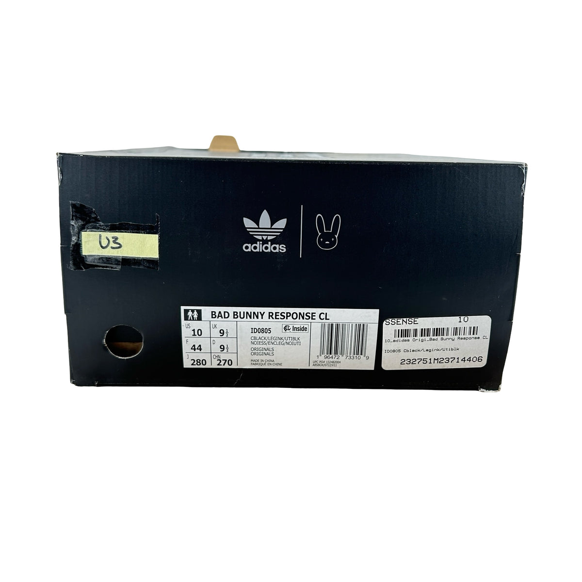 ID0805 adidas Response CL Bad Bunny Triple Black [USED] - 10 M (Used3)