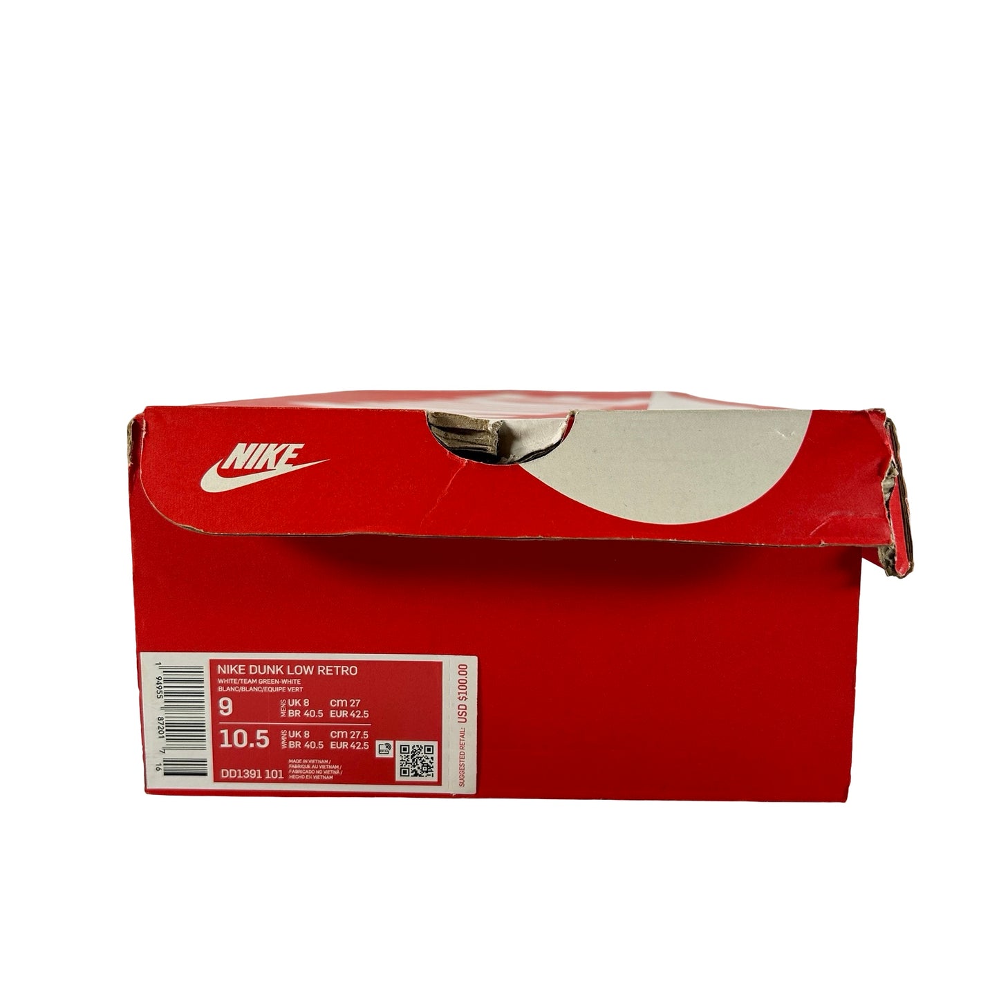 DD1391 101 Nike Dunk Low Michigan State [USED] - 9 M (Used)
