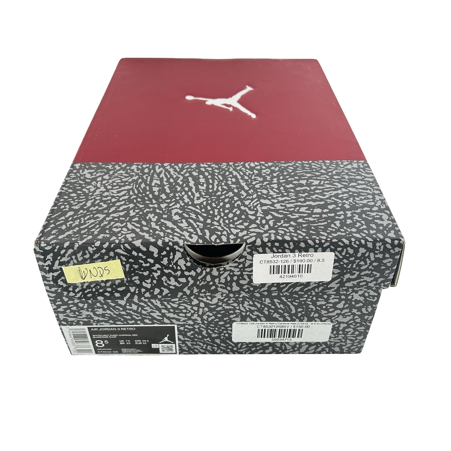 CT8532 126 Jordan 3 Retro Cardinal Red [USED] - 8.5 M (VNDS)