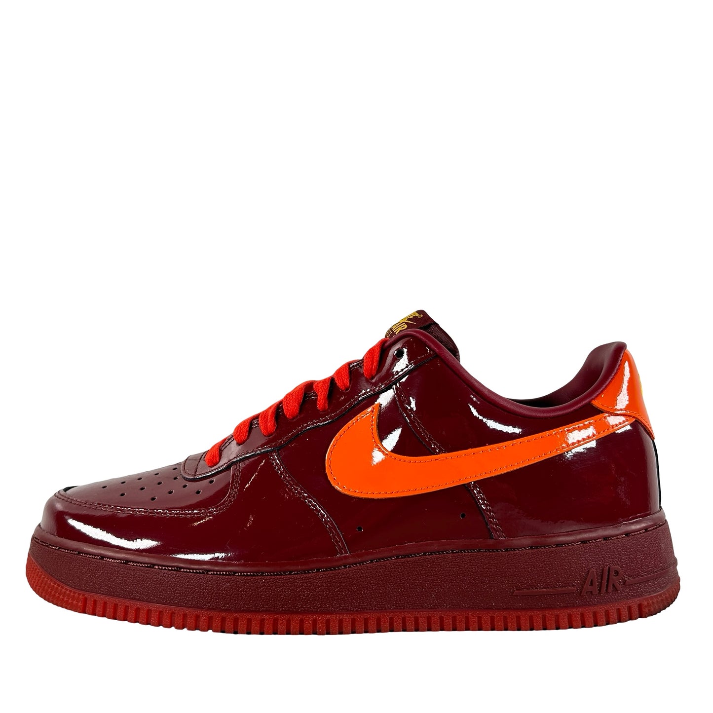 IO4489 601 Nike Air Force 1 Low Patent Leather Dark Team Red Safety Orange [USED] - 11 M (Used2)