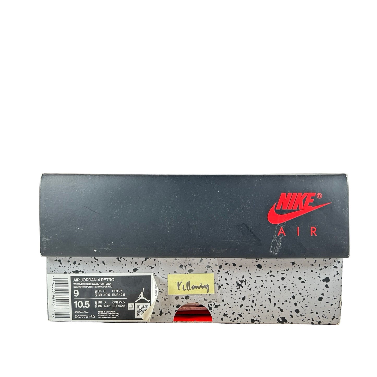 DC7770 160 Jordan 4 Retro Fire Red (2020) - 9 M (Yellowing On Netting)