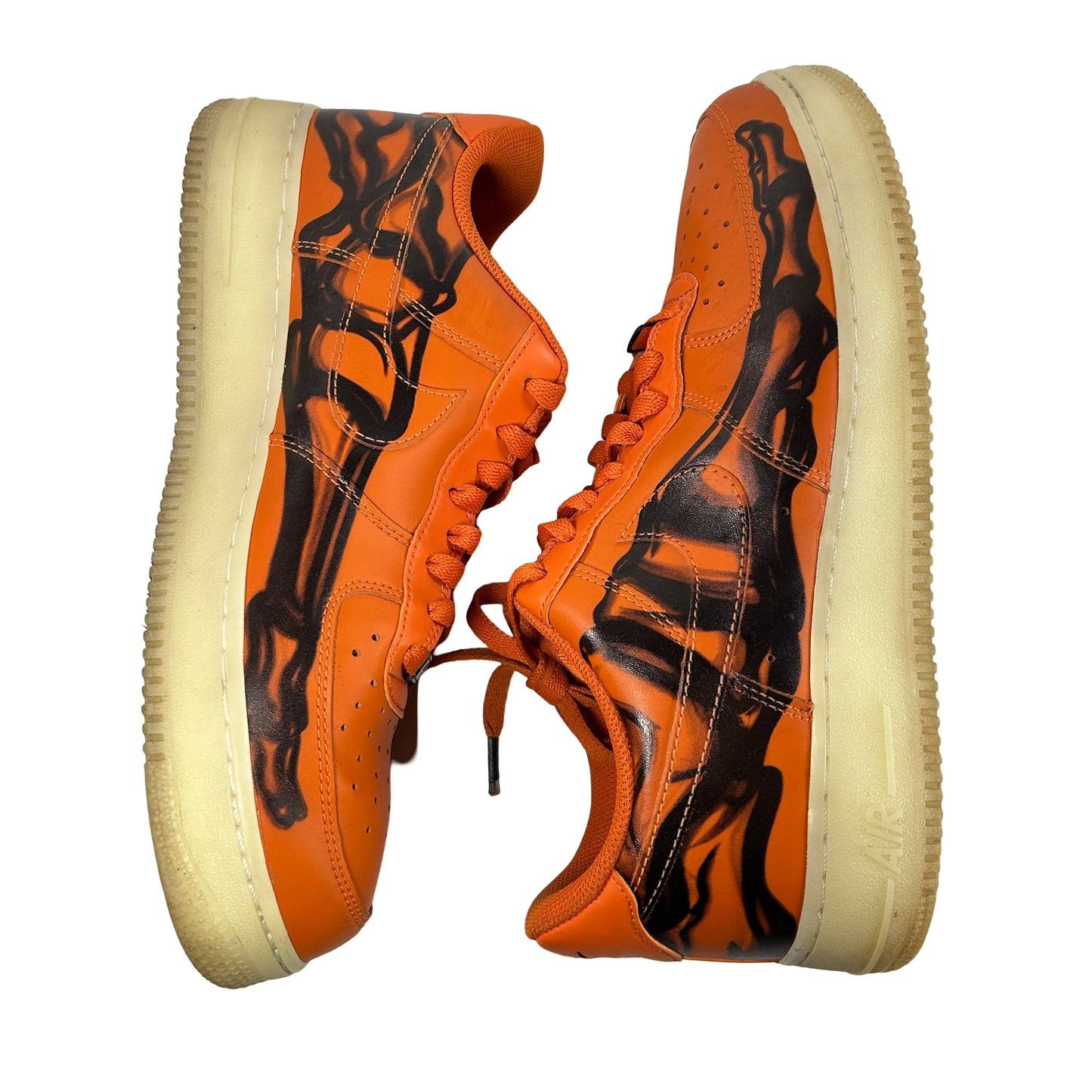 CU8067 800 Nike Air Force 1 Low Orange Skeleton Halloween [USED] - 10.5 M (Used) (No Box)