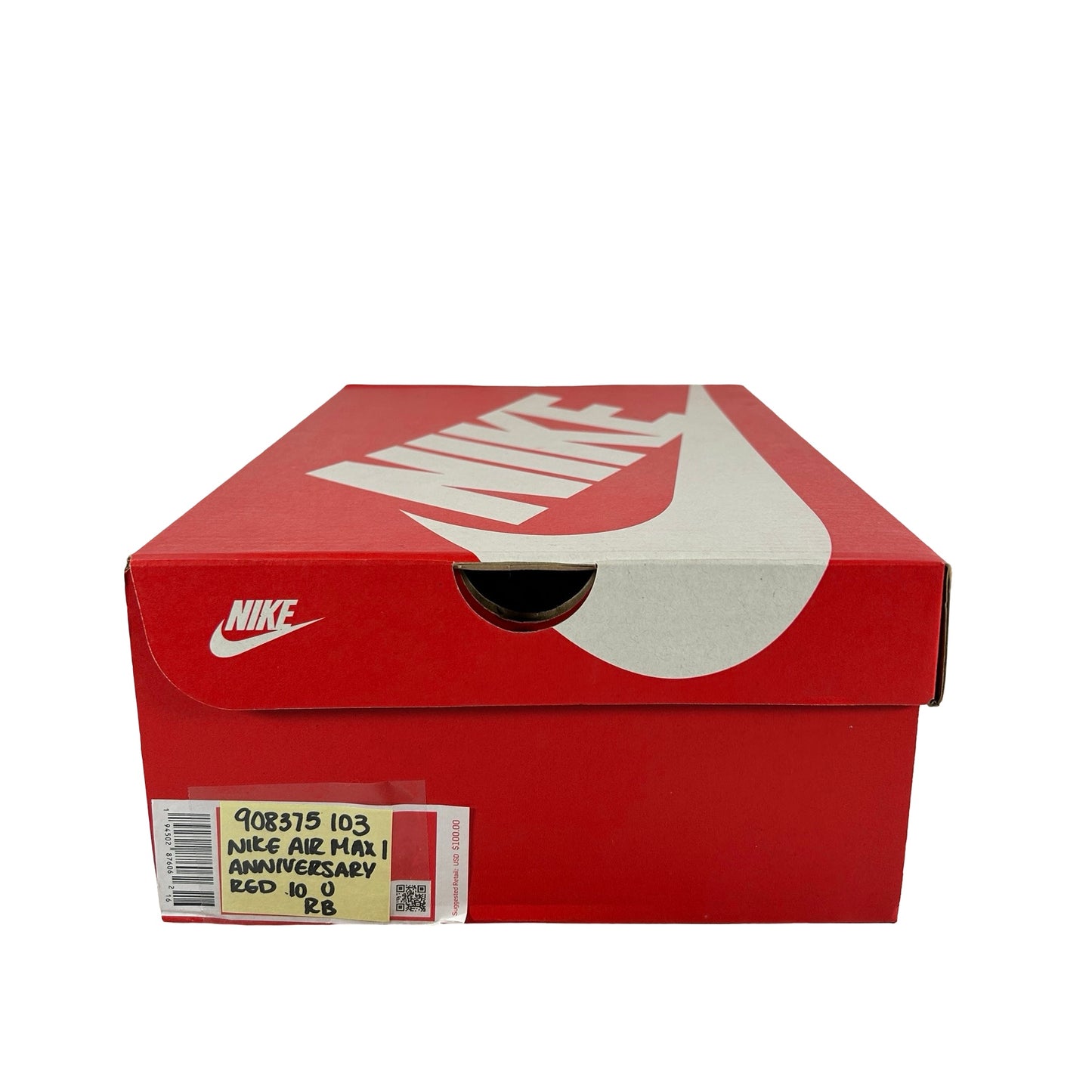 908375 103 Nike Air Max 1 Anniversary Red (2017/2018 Restock Pair) [USED] - 10 M (Used) (Replace Box)