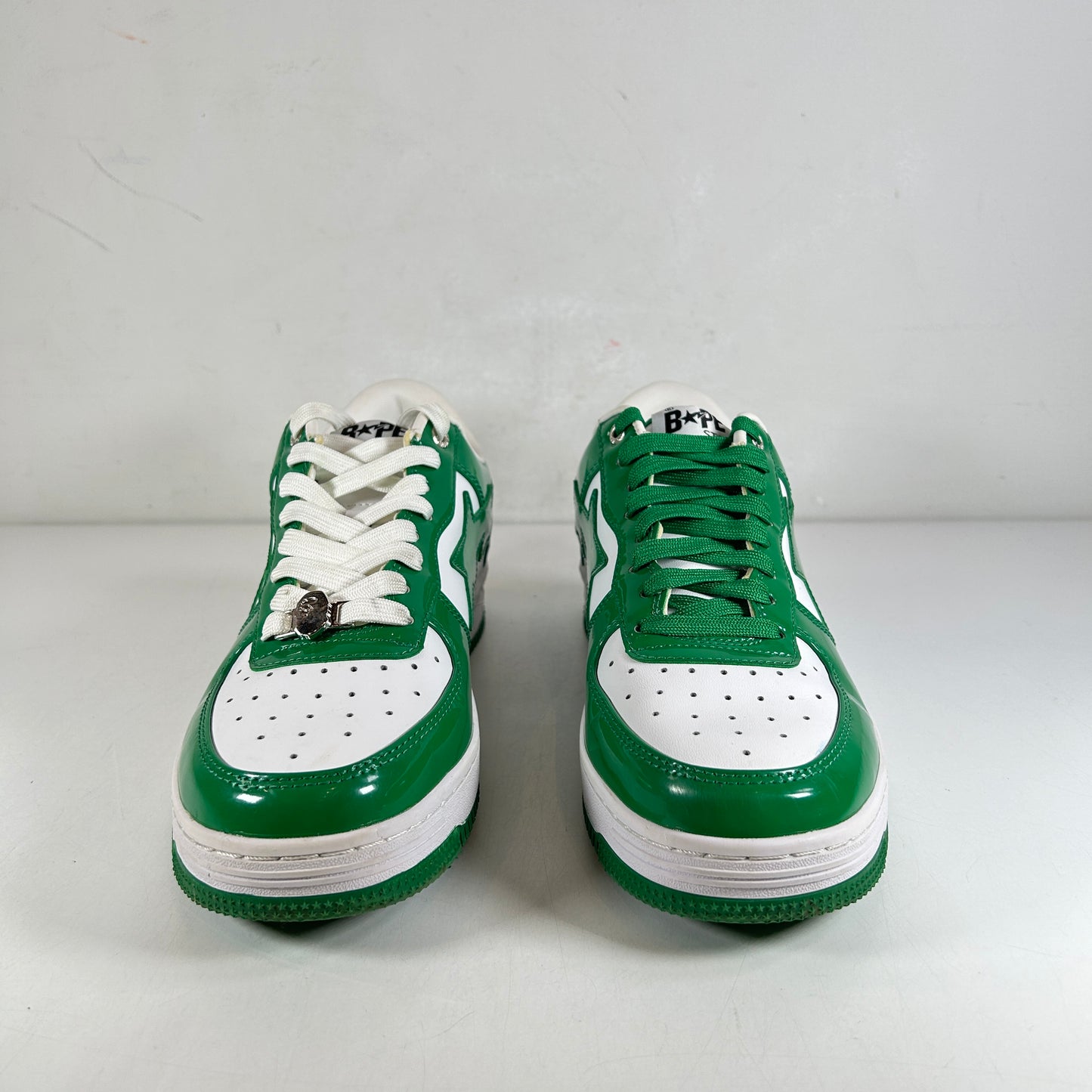 A Bathing Ape Bape Sta Patent Leather Green White [USED] - 9.5 M (Used) (Replace Box)