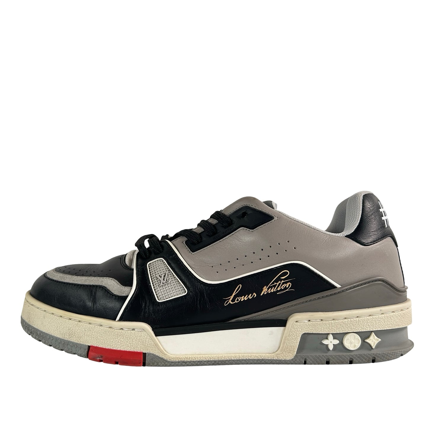 1A54H5 Louis Vuitton LV Trainer Sneaker Low Black Grey [USED] - LV 6.5 (Used) (No Box)