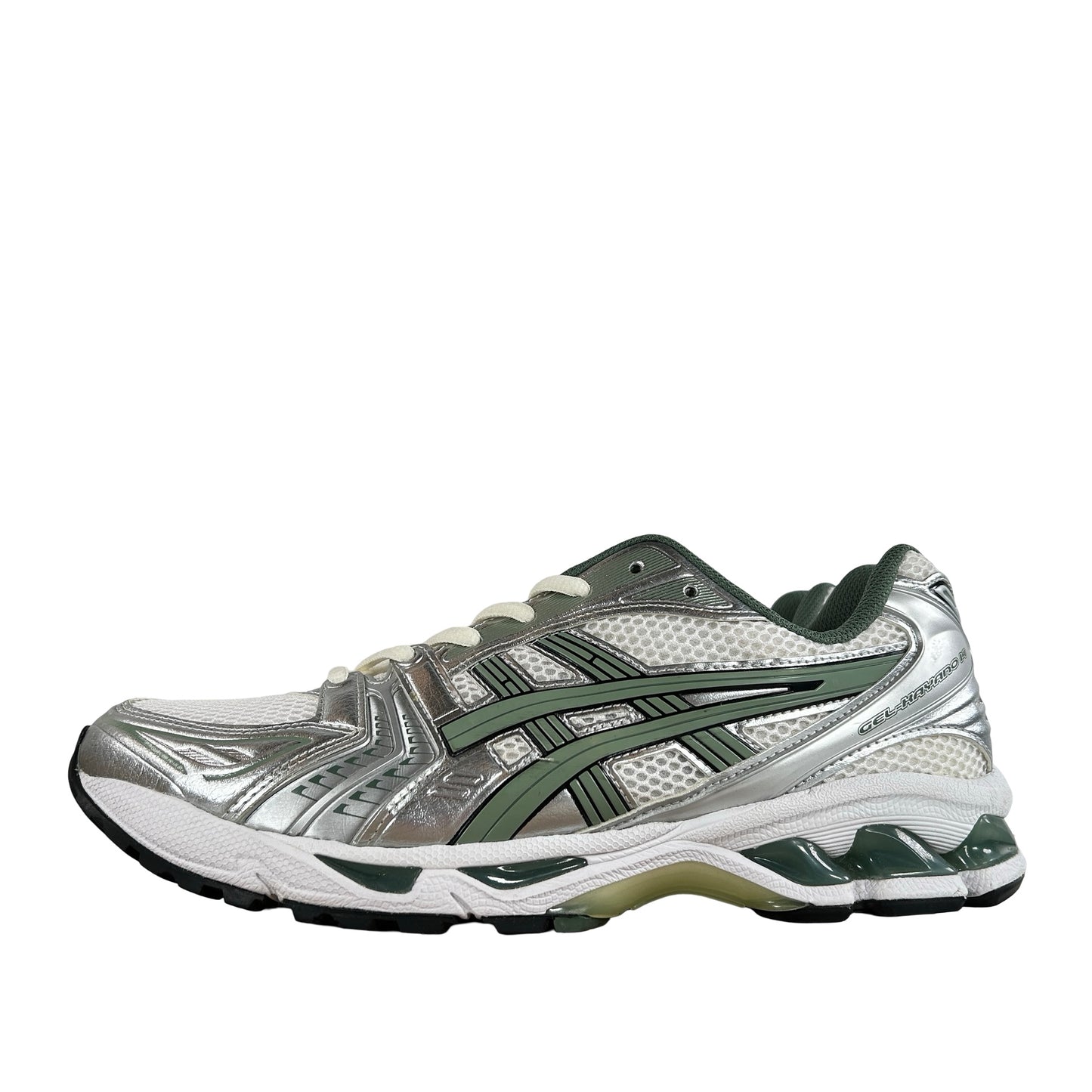1201A019 107 ASICS Gel-Kayano 14 White Pure Silver Slate Grey Sage [USED] - 10.5 M (Used)