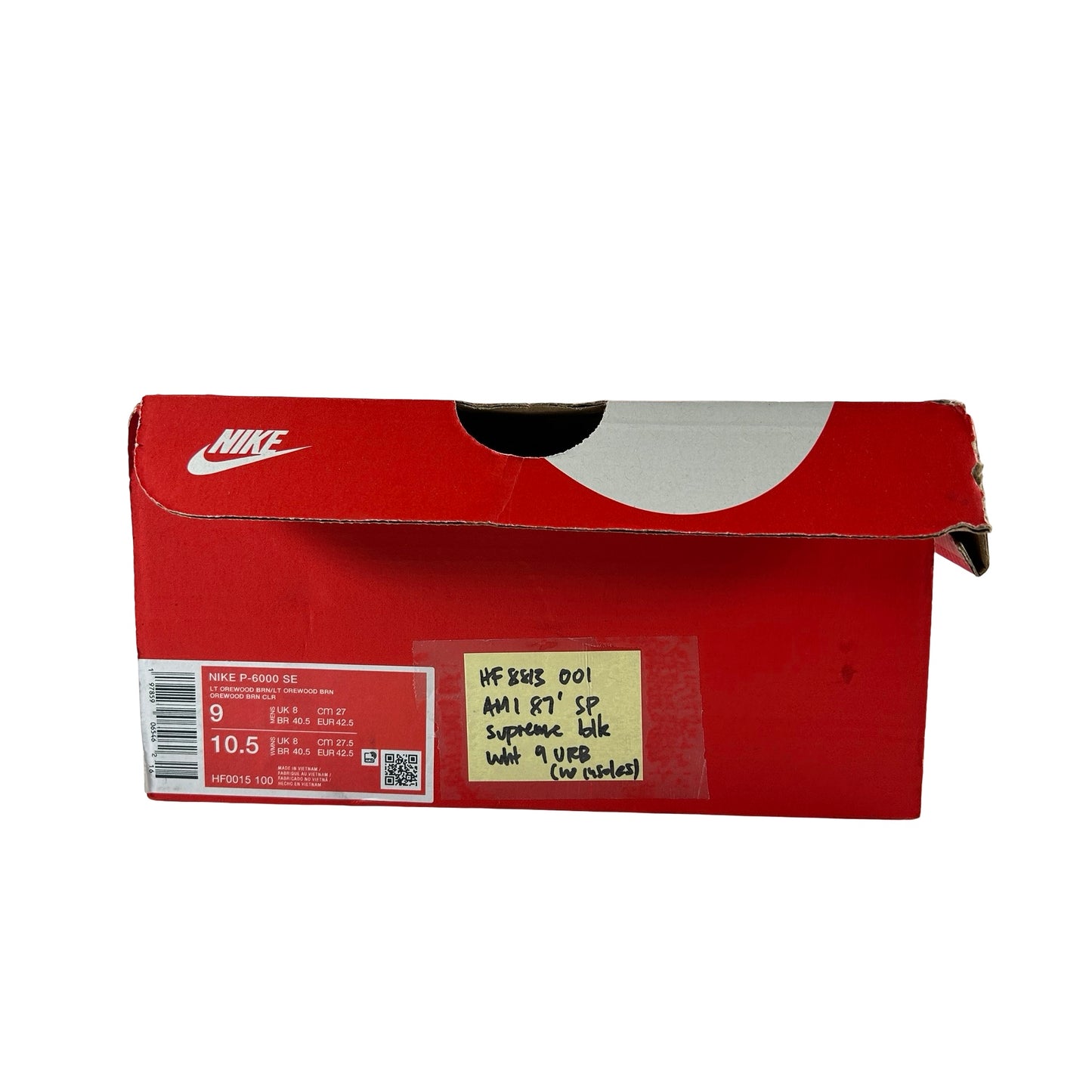 HF8813 001 Nike Air Max 1 '87 SP Supreme Black White [USED] - 9 M (Used) (Replace Box) (No Insoles)