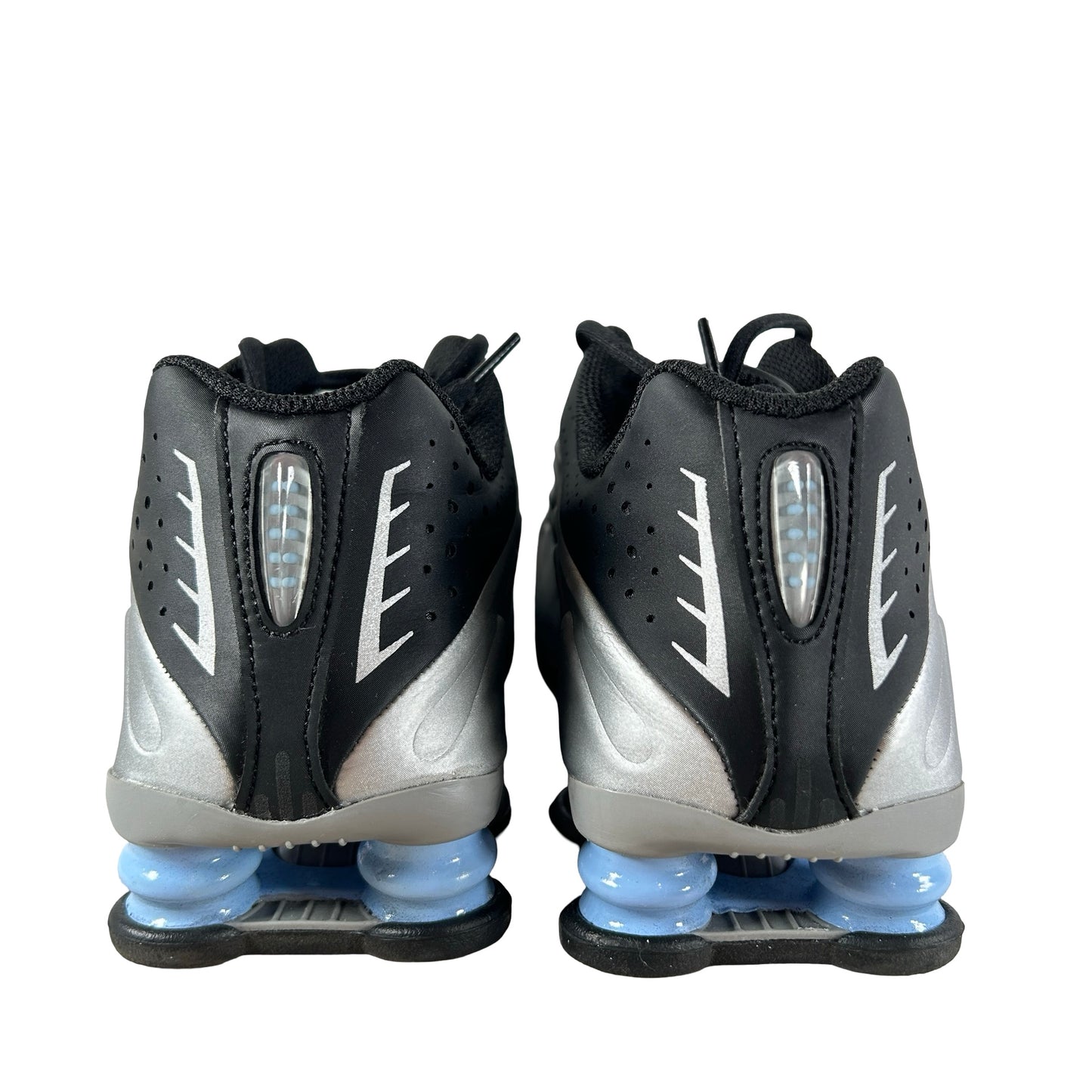 CW2626 004 Nike Shox R4 Metallic Silver Black Psychic Blue (GS) [USED] - 6 Y (Used)