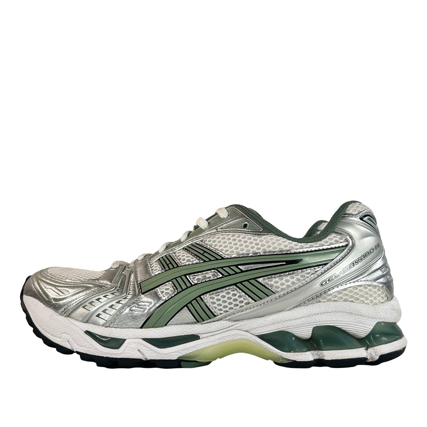 1201A019 107 ASICS Gel-Kayano 14 White Pure Silver Slate Grey Sage [USED] - 8.5 M (Used) (No Box)