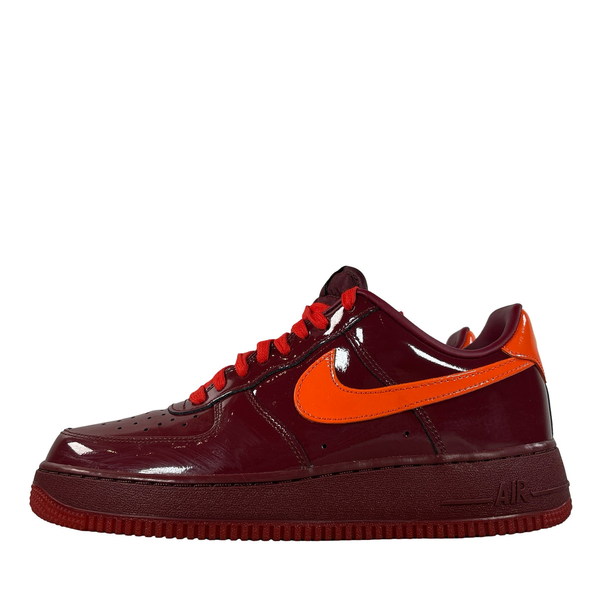 IO4489 601 Nike Air Force 1 Low Patent Leather Dark Team Red Safety Orange [USED] - 9 M (Used2)