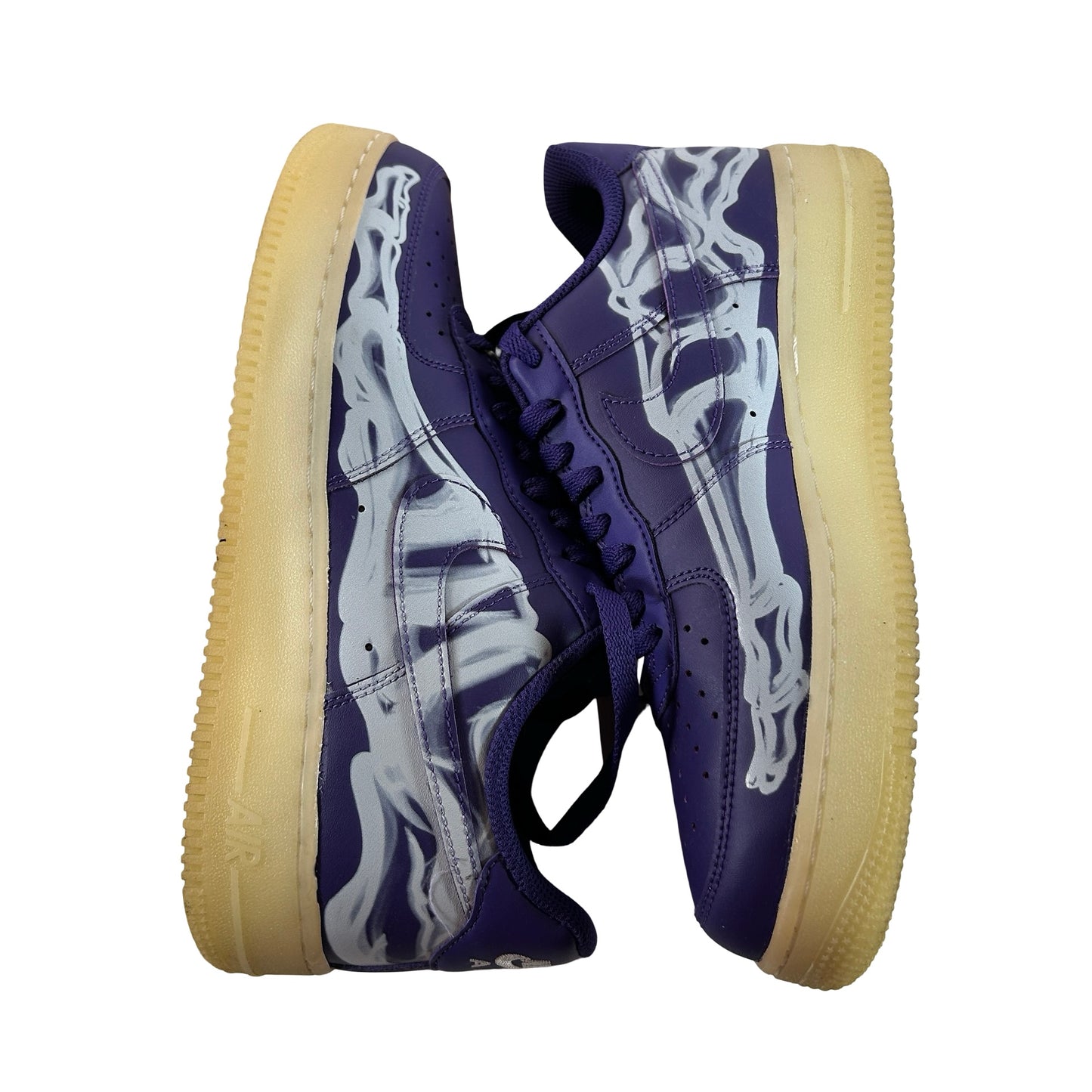 CU8067 500 Nike Air Force 1 Low '07 QS Purple Skeleton Halloween [USED] - 8 M (Used)