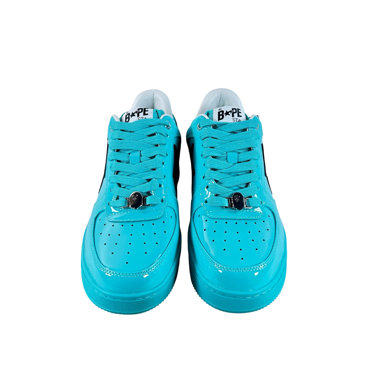 001FWL801301BLU A Bathing Ape Bape Sta #1 Turquoise Blue Black Patent Leather