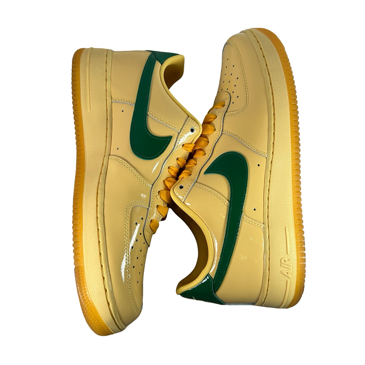 IO4489 700 Nike Air Force 1 Low Patent Leather Topaz Gold Pine Green [USED] - 11 M (Used2)