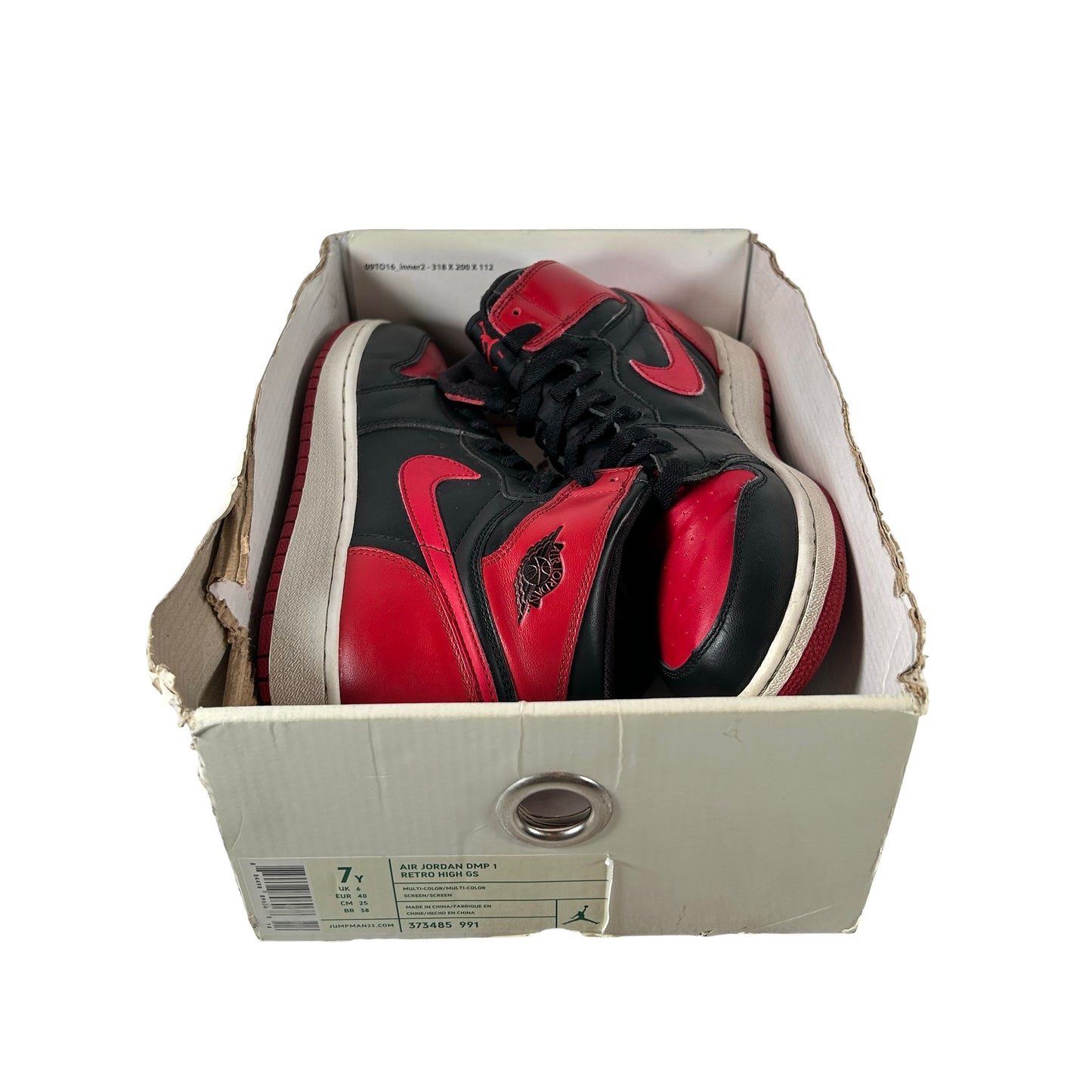 332558 061 Jordan 1 Retro Defining Moments Bred (DMP) (2009) - 7 Y (Used) (No Lid)