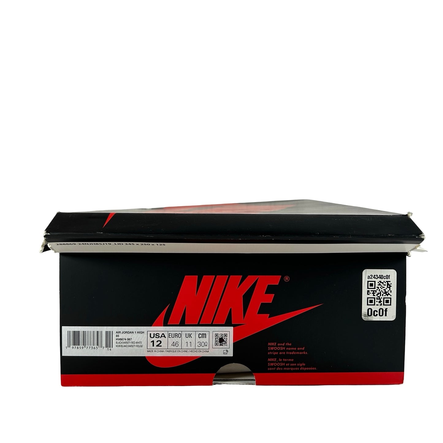 HV6674 067 Jordan 1 Retro High '85 OG Bred (2025) [USED] - 12 M (Used)