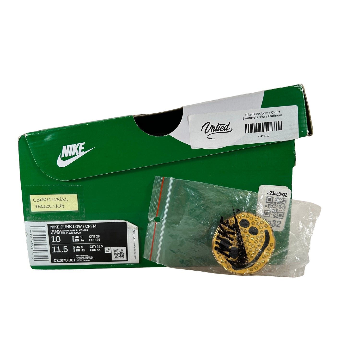 CZ2670 001 Nike Dunk Low CPFM Platinum - 10 M (Yellowing)