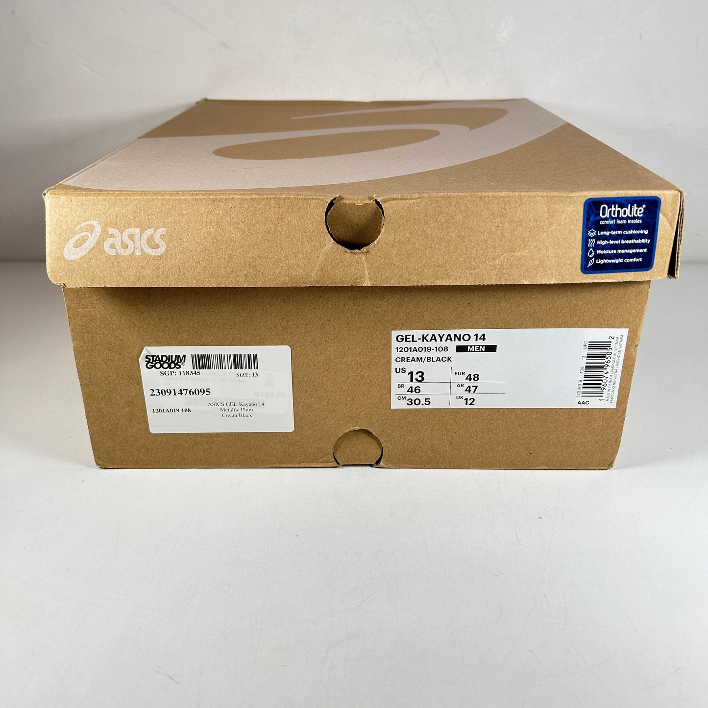 1201A019 108 ASICS Gel-Kayano 14 Cream Black Metallic Plum [USED] - 13 M (Used)