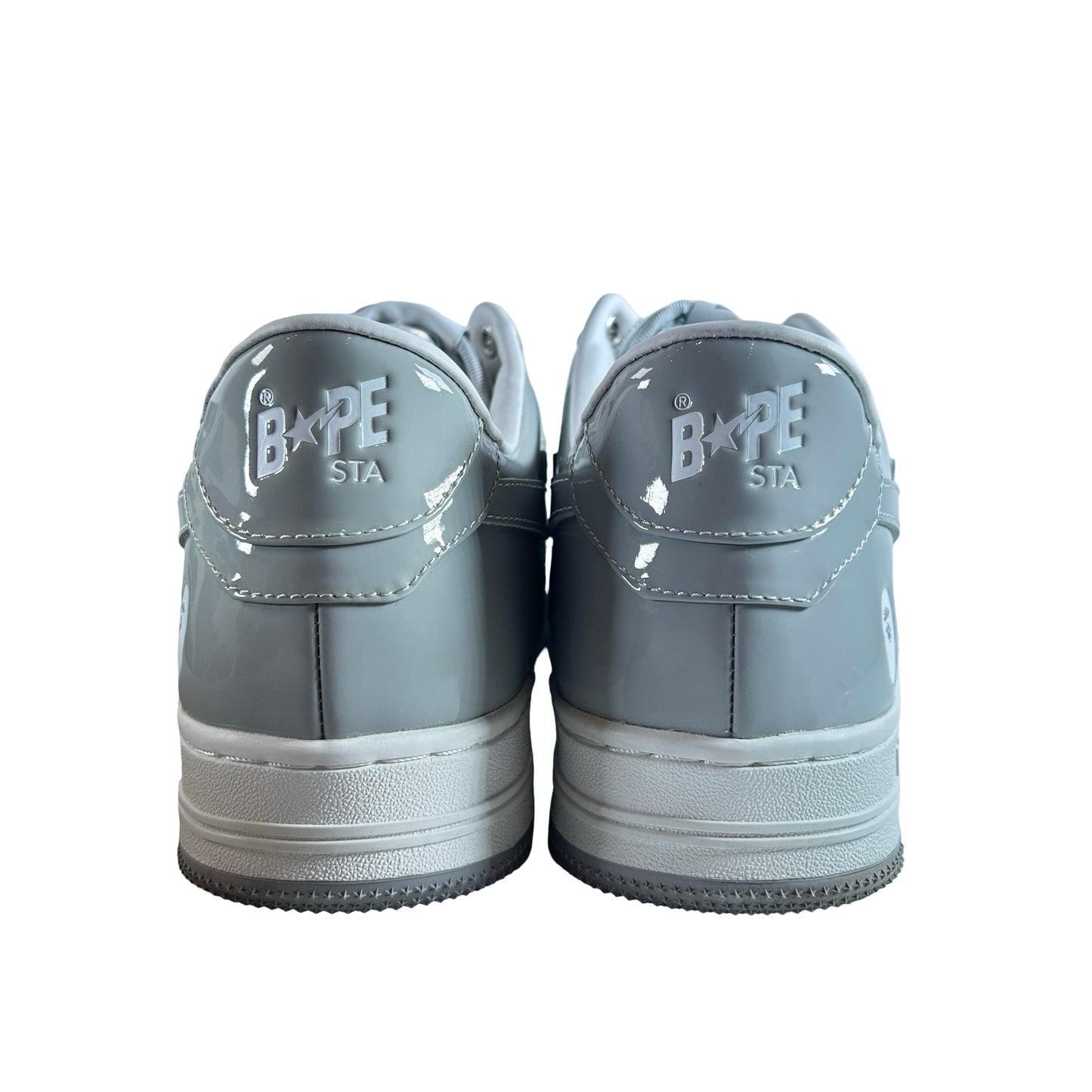 0ZXSHWX91001J-GYA A Bathing Ape Bape Sta Patent Leather White Grey (2023) [USED] - 11 M (Used)